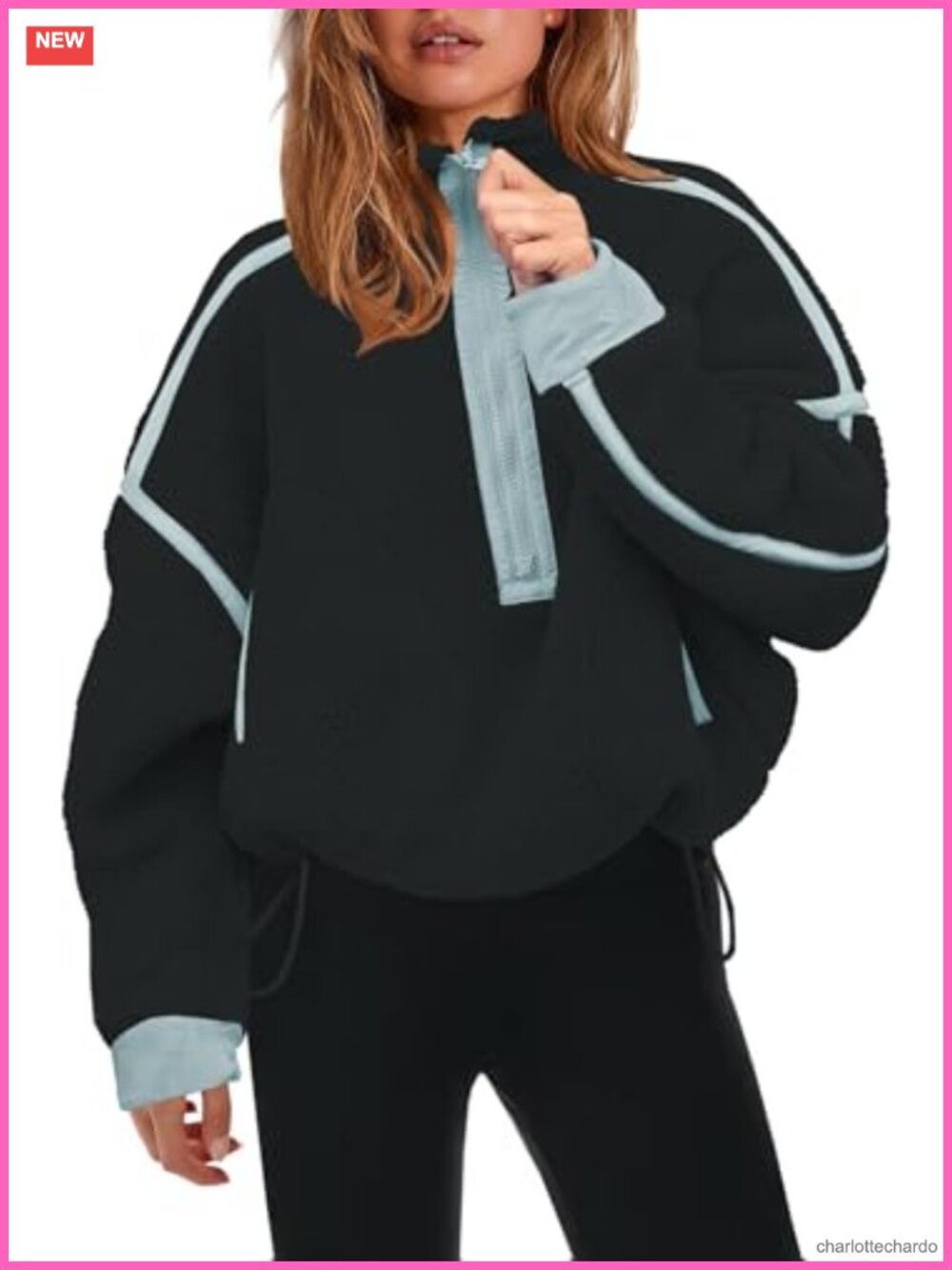Women's Half Zip Fleece Pullover Sherpa Jacket Zip Pockets